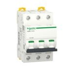 Miniature circuit breaker (MCB), Acti9 iC60N, 3P, 1A, B curve, 6000A (IEC/EN 60898-1), 50kA (IEC/EN 60947-2)
